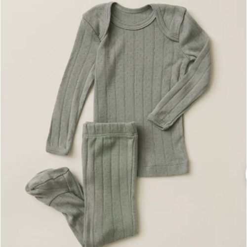 Mist Pointelle Baby Sleep Set - newborn