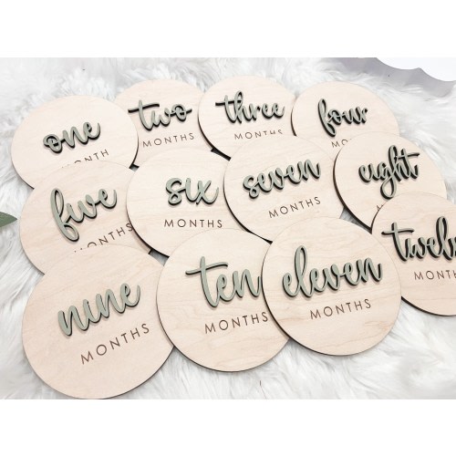 Baby Monthly Milestone Cards, Baby Month Photo Signs, Monthly Milestone Marker, Baby Shower Gift, Personalized Baby Milestone Wood