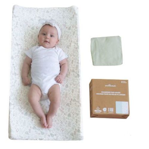The Peanutshell Woodland Botanical, Solid Sage Organic Cotton Changing Pad Covers for Baby Boys and Girls, 2 Pack