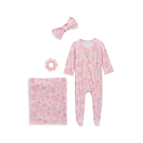 4-Piece Footie, Blanket, Headband & Teether Set