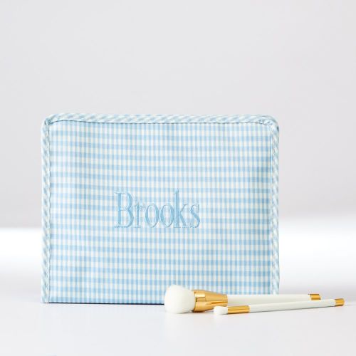 Riley Patterned Pouch - Gingham Mist