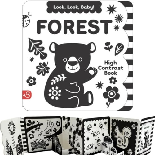 Look, Look, Baby! Forest: Black and White High Contrast Tummy Time Book for Newborns