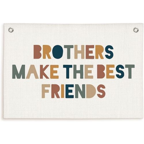 Lacama Brothers Make The Best Friends Linen Hanging Banner Flag Neutral Wall Sign Decor Gift for Nursery Bedroom Playroom Game Room Baby Kids Girl Boy Girl Teen Birthday Christmas Gift,30x20 in