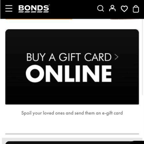 BONDS GIFT CARDS