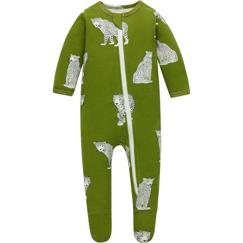 Owlivia Baby Footed Pajamas 0-18M, Organic Cotton Zip Sleeper, Long Sleeve