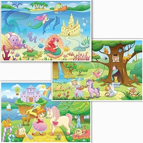 Disposable Placemats for Baby - Girls Designs Toddler Placemat That Sticks to Tables at Restaurants - (Assorted 40 Pack with 3 Designs)