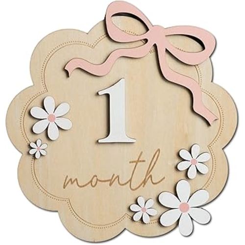 Baby Monthly Milestone Sign,1-12 Monthly Baby Milestone, Month Milestone Baby Girl, Baby Months Milestone, Newborn Photography Props Double-Sided (B12)