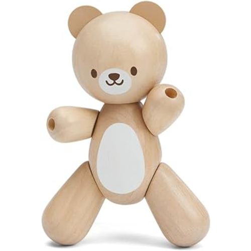 PlanToys Wooden Bear Grasping Toy (5241) | Sustainably Made from Rubberwood and Non-Toxic Paints and Dyes | Eco-Friendly PlanWood