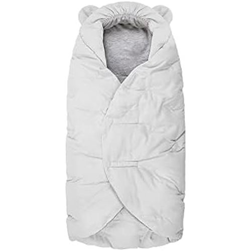 7AM Enfant Baby Car Seat - Nido Quilted Baby carier Cover, Hooded Soft Plush Lining, Stroller | (Whisper White, Small 0-6M)
