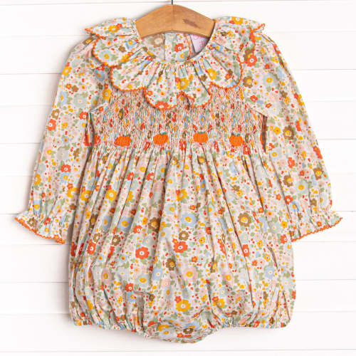 Pumpkin Bed Blooms Smocked Bubble, Pink – Stitchy Fish