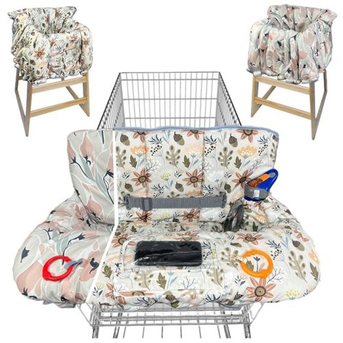 Shopping Cart Cover for Baby Grocery Cart Cover for Baby boy and Baby Girl, High Chair Cover for Baby and Toddler, Baby Registry Gift - Waterproof - Extra Large - Cotton - Double Sided (Ivory)