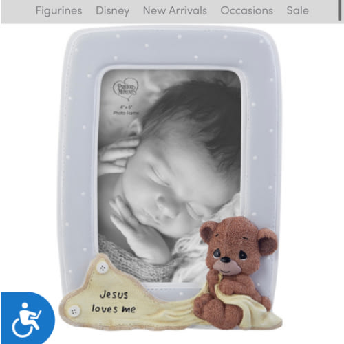 Precious Moments 203106 Jesus Loves Me Bear Resin/Glass Photo Frame