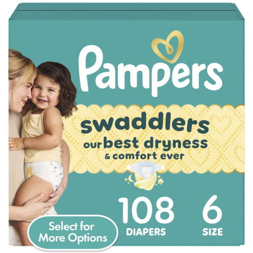 Free Shipping! Pampers Baby Diapers Size 6 108 Count with LeakGuard and Wetness Indicator