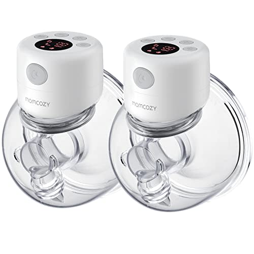 Momcozy Wearable Breast Pump, S12 Double Hands Free Breast Pump, LCD Display, Low Noise & Painless, 2 Modes & 9 Levels Electric Breast Pump Portable, 24mm Flange, 2 Pack