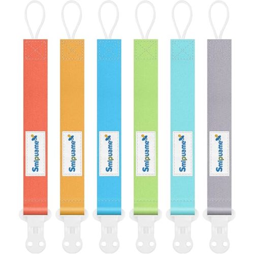 Pacifier Clip for Baby Boys Girl,6 Pack Stylish Binky Clips Strap,Paci Holder with Clips Universal Lightweight Fits Most Pacifiers Teeher Toy Teething Ring Soothie,Baby Gifts(Pure Color)