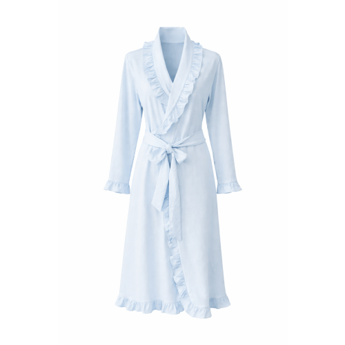 Luxury Baby Blue Women’s Robe With Ruffles – Caprilina