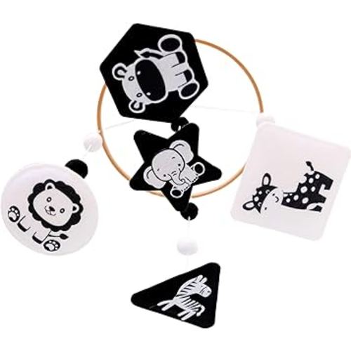 Montessori Mobile for Crib, Black and White Mobile for Baby, Neutral Baby Crib Mobile for Boys Girls, Nursery Mobiles Nursery Decor for Pack N Play, Safari