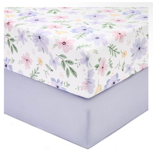 TILLYOU Baby Crib Sheets for Boys Girls, Super Soft Toddler Bed Sheets, 2 Pack Sheets for Standard Crib Mattress 28x52in, Brilliant Little Flowers