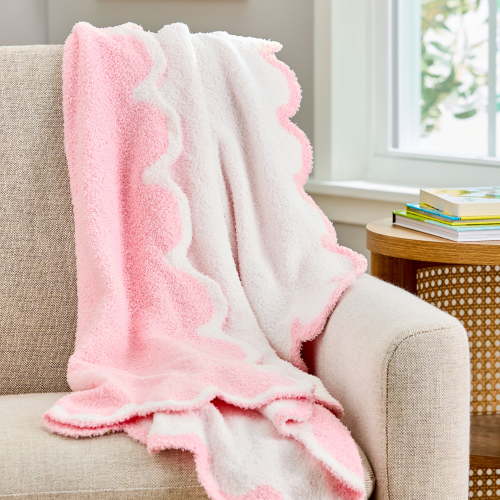 Parent's Choice Pink and White Scallop Baby Blanket for Comfort