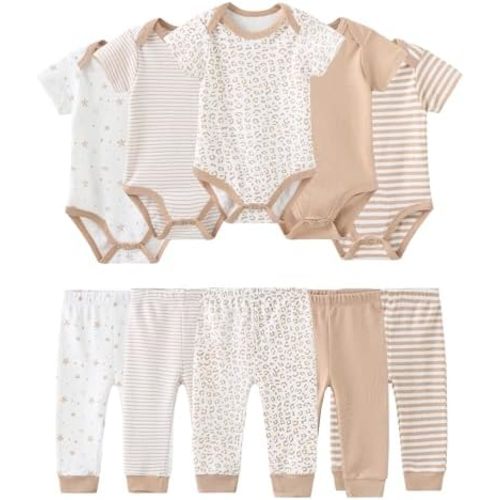 Baby Girl Bodysuit and Pant Set Cotton Ribbed Mix Summer Infant Girls Clothes Outfits 0-12 Month