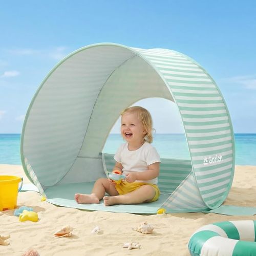 Gorich Pop Up Baby Beach Tent with UPF50+ UV Protection, Portable Toddler Sun Shelter with Mesh Ventilation, Lightweight & Foldable Play Shade Tent for Beach, Park & Backyard