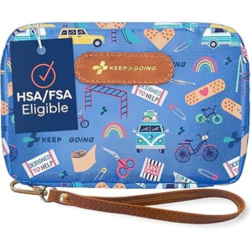 KeepGoing Travel First Aid Kit for Kids – 130 Pc. for Car, Home, Purse, Diaper Bag & Backpack with Latex-Free Bandages - Mini First Aid Kit Travel Size TSA-Approved