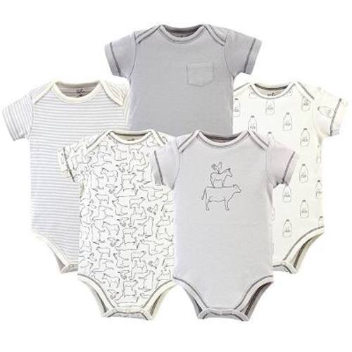 Touched by Nature Organic Cotton Bodysuits 5pk, Farm Friends