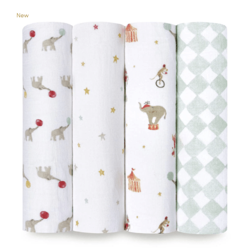Elephant Circus Cotton Muslin Swaddle 4 Pack | aden + anais