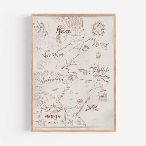 Narnia map poster inspired by Pauline Baynes' and CS Lewis' books The Chronicles of Narnia, Narnia gift for books and movies lovers