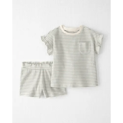 Toddler Girl 2-Piece Organic Cotton Waffle Knit Top & Short Set in Stripes - Little Planet | Carter's