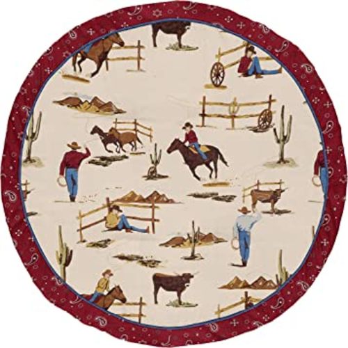 Sweet Jojo Designs Tan and Red Cowboy Playmat Tummy Time Baby and Infant Play Mat for Wild West Collection