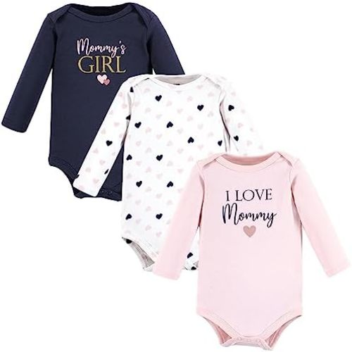 Hudson Baby baby-girls Cotton Long-sleeve Bodysuits 3-pack