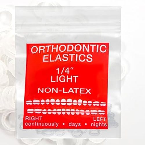 Clear Non-Latex 100 counts, Intraoral Elastic Bands Orthodontic Elastics Dental Rubber Bands Made in US Light 1/4'', Clear