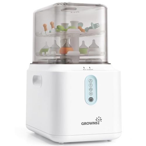 GROWNSY 3 Layers Large Capacity Bottle Sterilizer and Dryer, 45% Faster Electric Steam Sterilization, Universal Bottle Sterilizer for Baby Bottles, Breast Pump Parts, Glass & Plastic, Compact Design