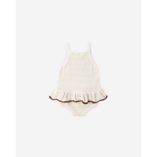 Crochet Ruffle Romper Natural