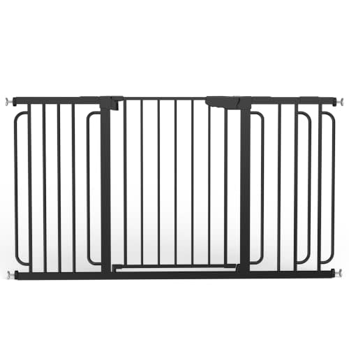 Cumbor 29.7-57" Extra Wide Baby Gate for Stairs, Mom's Choice Awards Winner-Dog Gate for Doorways, Pressure Mounted Walk Through Safety Child Gate for Kids Toddler, Tall Pet Puppy Fence Gate, Black