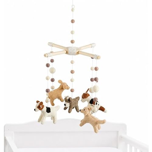 Mud Pie Baby Nursery Puppy Mobile, Multi-Color, 21.5" x 10"