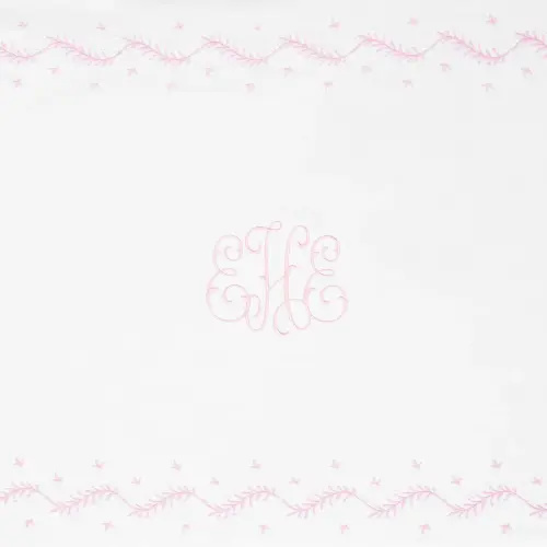 Embroidered Crib Sheet - Blush