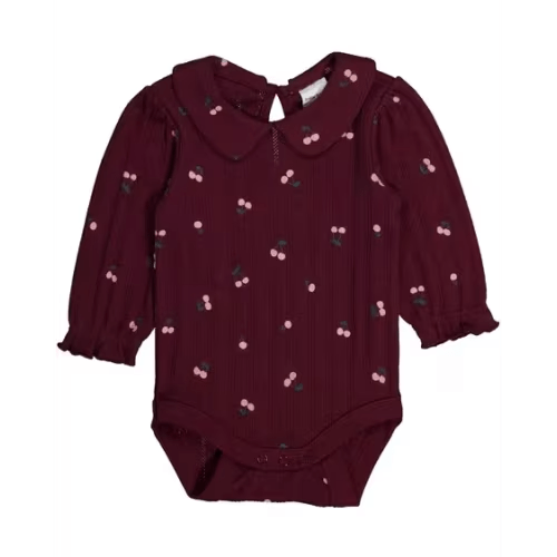 Best&Less Baby Long Sleeve Pointelle Bodysuit Colour | Dark Red (3-6mths)