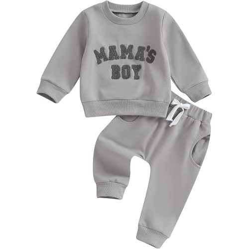 Baby Boy Clothes Fall Winter Outfit Letter Graphic Sweatshirt Pullover Tops + Pants Joggers Set
