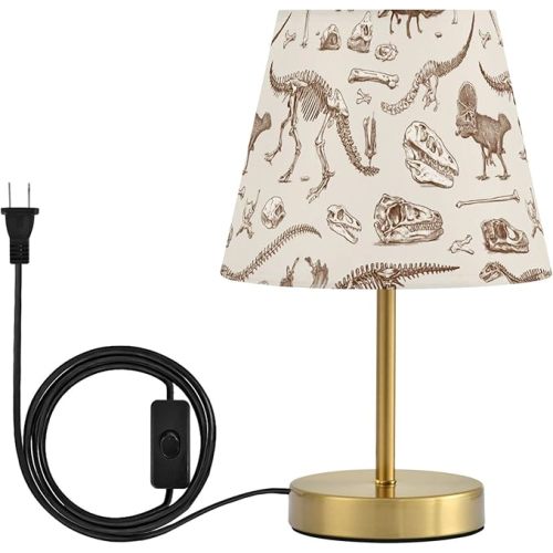 Dinosaur Skeletons Beige Dimmable Table Lamp Night Light Bedroom Lamps for Nightstand Living Room Dorm Home Office Desk, LED Bulb Included, S