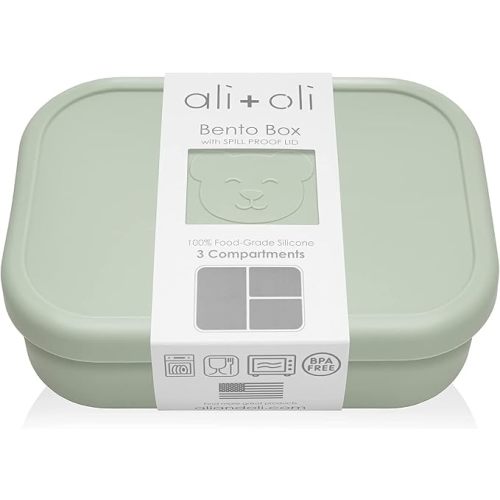 Ali+Oli Silicone Bento Box for Kids, Lunch Container for Toddler Daycare