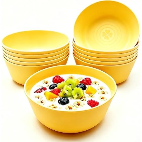 Set of 12 Kids Bowls Set, 10 oz Toddler Bowls, Yellow