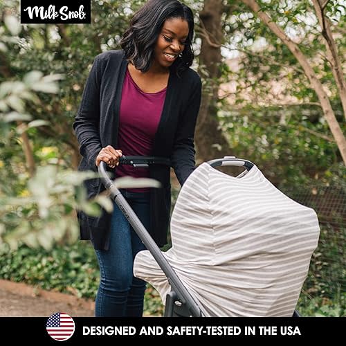 Milk Snob Original 5-in-1 Cover - Added Privacy for Breastfeeding, Baby Car Seat, Carrier, Stroller, High Chair, Shopping Cart, Lounger Canopy - Newborn Essentials, Nursing Top, Herringbone
