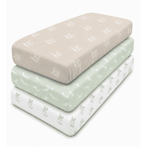 3-Pack Mini Crib Sheets – 100% Cotton, Soft & Breathable Fitted Sheets for Pack and Play & Mini Cribs (38” x 24” x 5”)