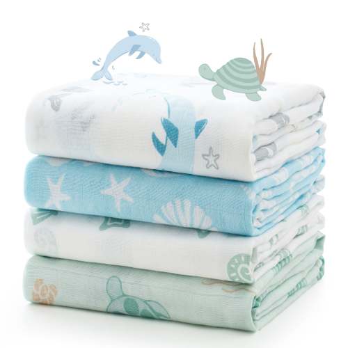 4 packs of Bling Star Soft Muslin Swaddle Blankets for baby