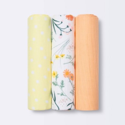Muslin Swaddle Blanket - Cloud Island™ Garden Floral - 3pk