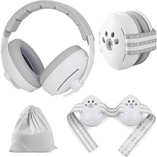 PandaEar Baby Ear Protection, Noise Cancelling Headphones for Babies with Adjustable Headband Noise Reduction Earmuffs for Infant and Toddlers 0-36 Months(Gray)
