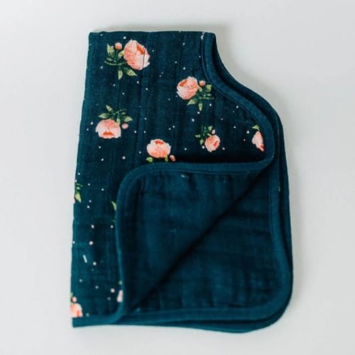 Muslin Burp Cloth, Midnight Rose