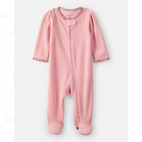 Cotton Long-Sleeve  2-Way Zip Sleep & Play Pajamas - Pink | Carter's